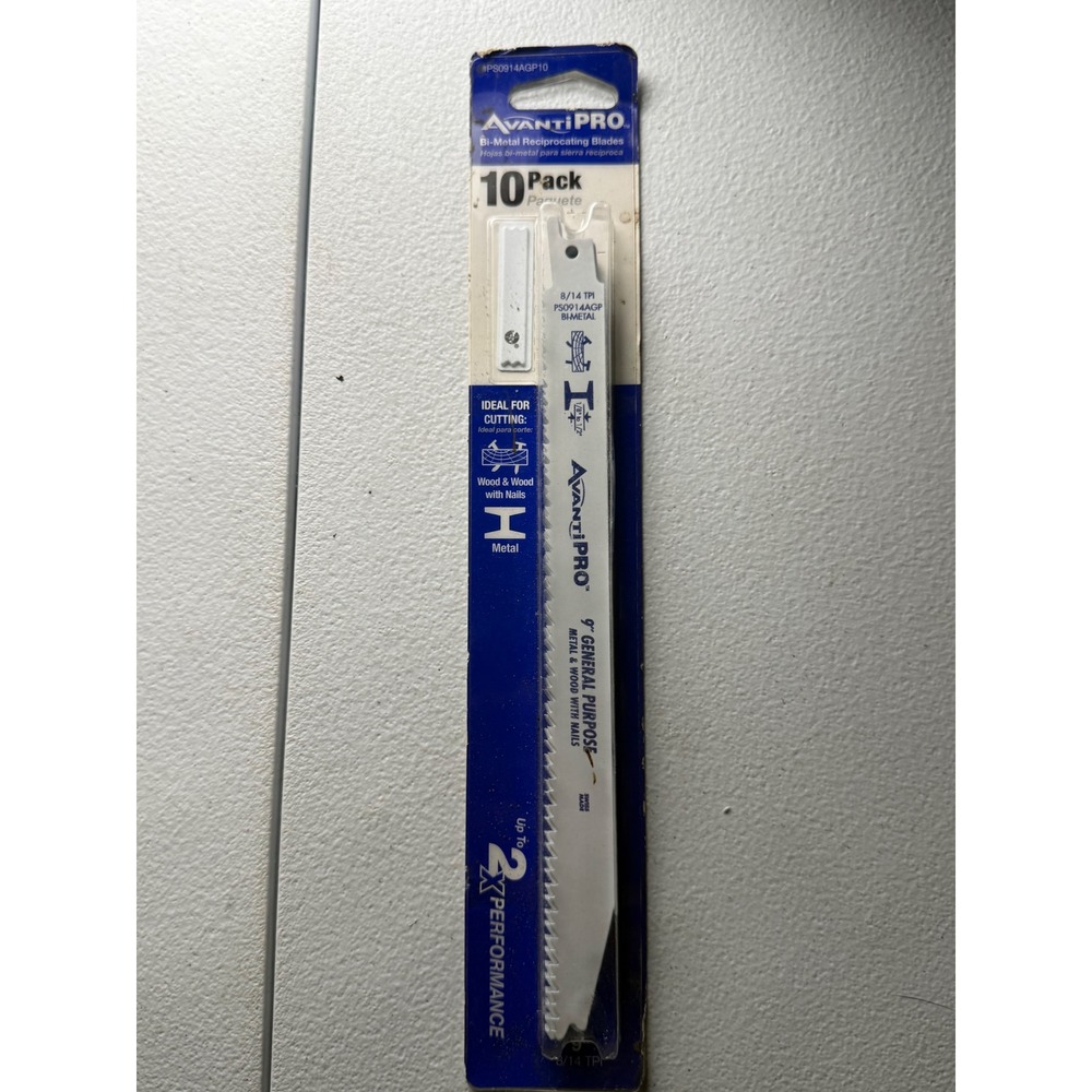 Avanti Pro 9 Inch Bi-Metal Reciprocating Saw Blades 10 Pack 8/14 TPI PS0914AGP10